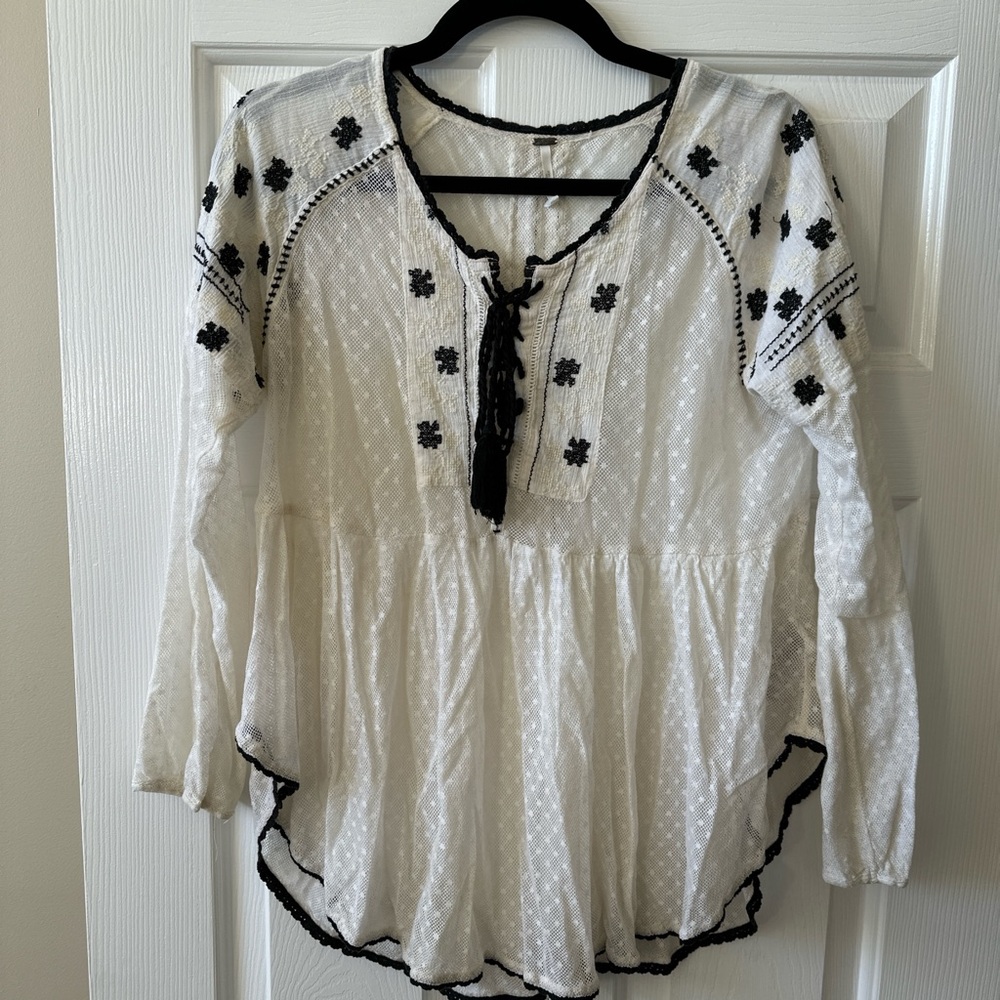 Free People Embroidered Blouse